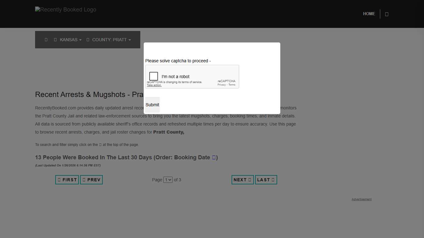 Pratt County, Kansas Mugshots RecentlyBooked.com